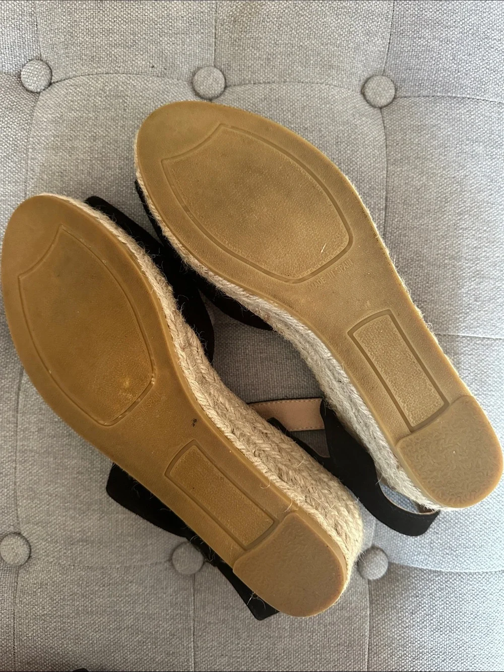 Eric Michael Zoe Black Suede Ankle Strap Espadrilles Sandals